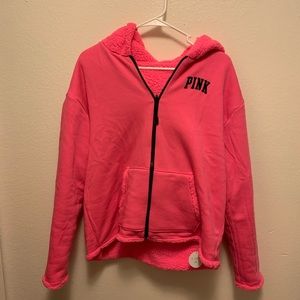 New with tags reversible Sherpa  VS pink zip up
